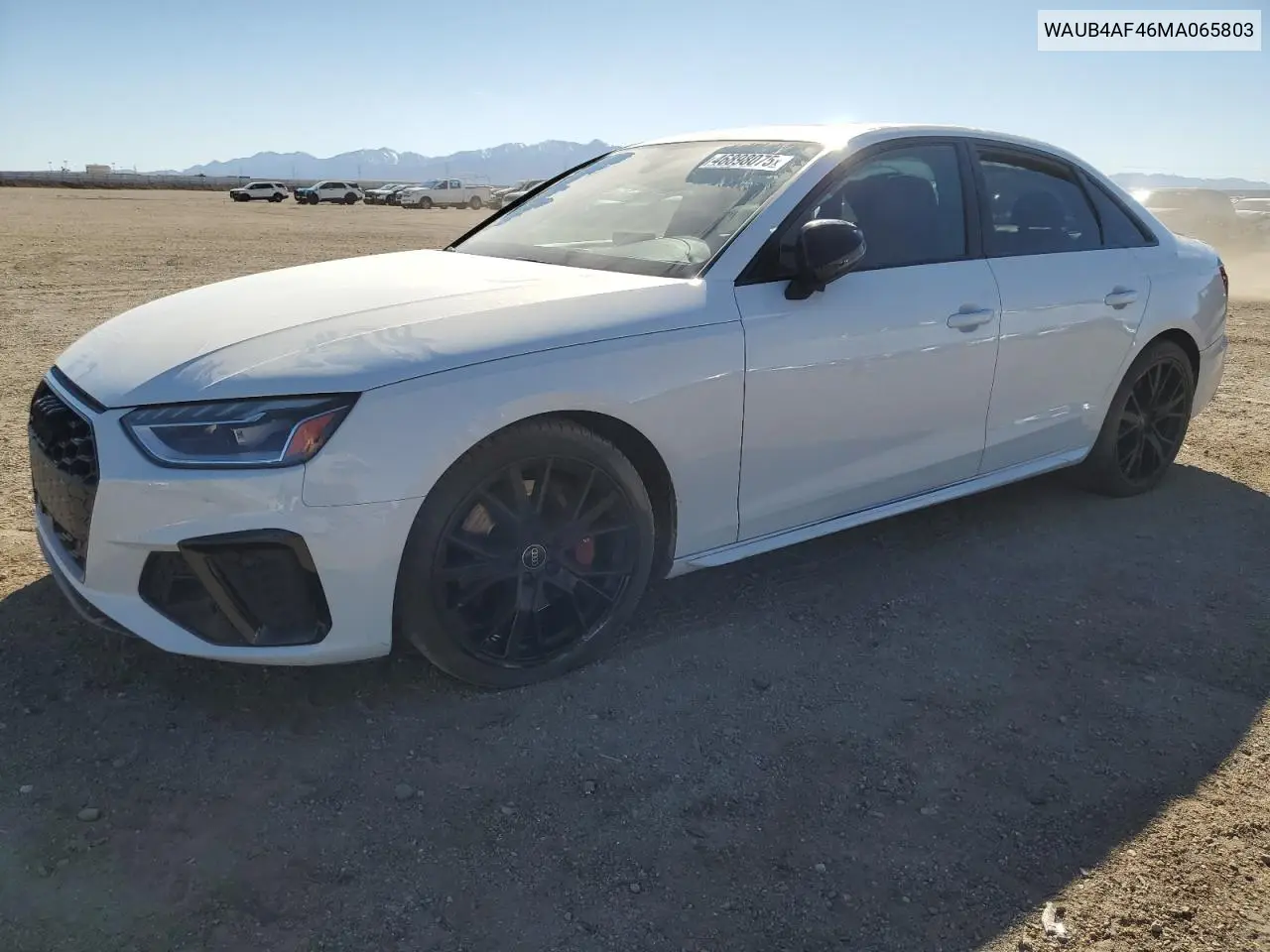 2021 Audi S4 Premium Plus VIN: WAUB4AF46MA065803 Lot: 46898075
