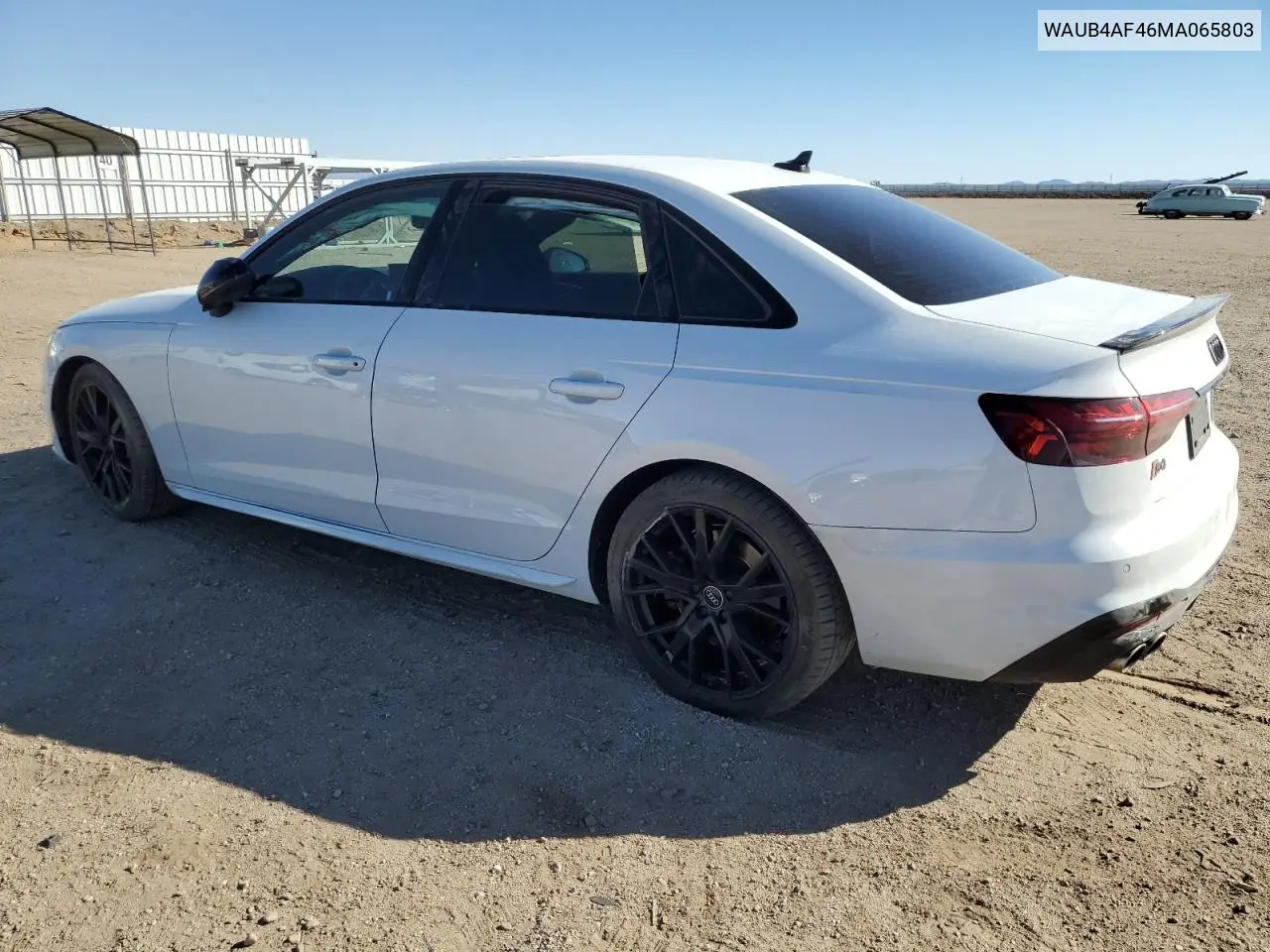 2021 Audi S4 Premium Plus VIN: WAUB4AF46MA065803 Lot: 46898075