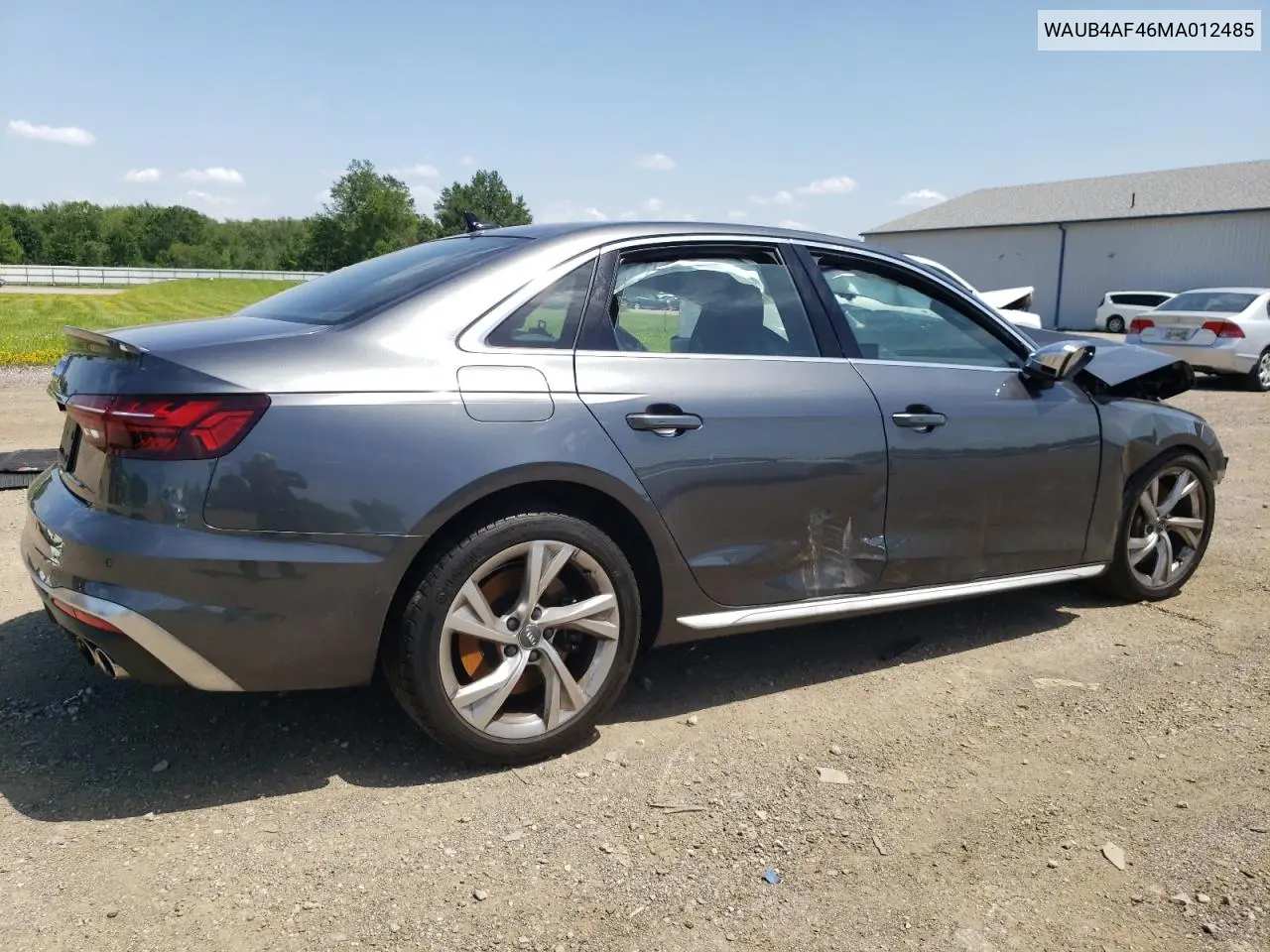 2021 Audi S4 Premium Plus VIN: WAUB4AF46MA012485 Lot: 62295945