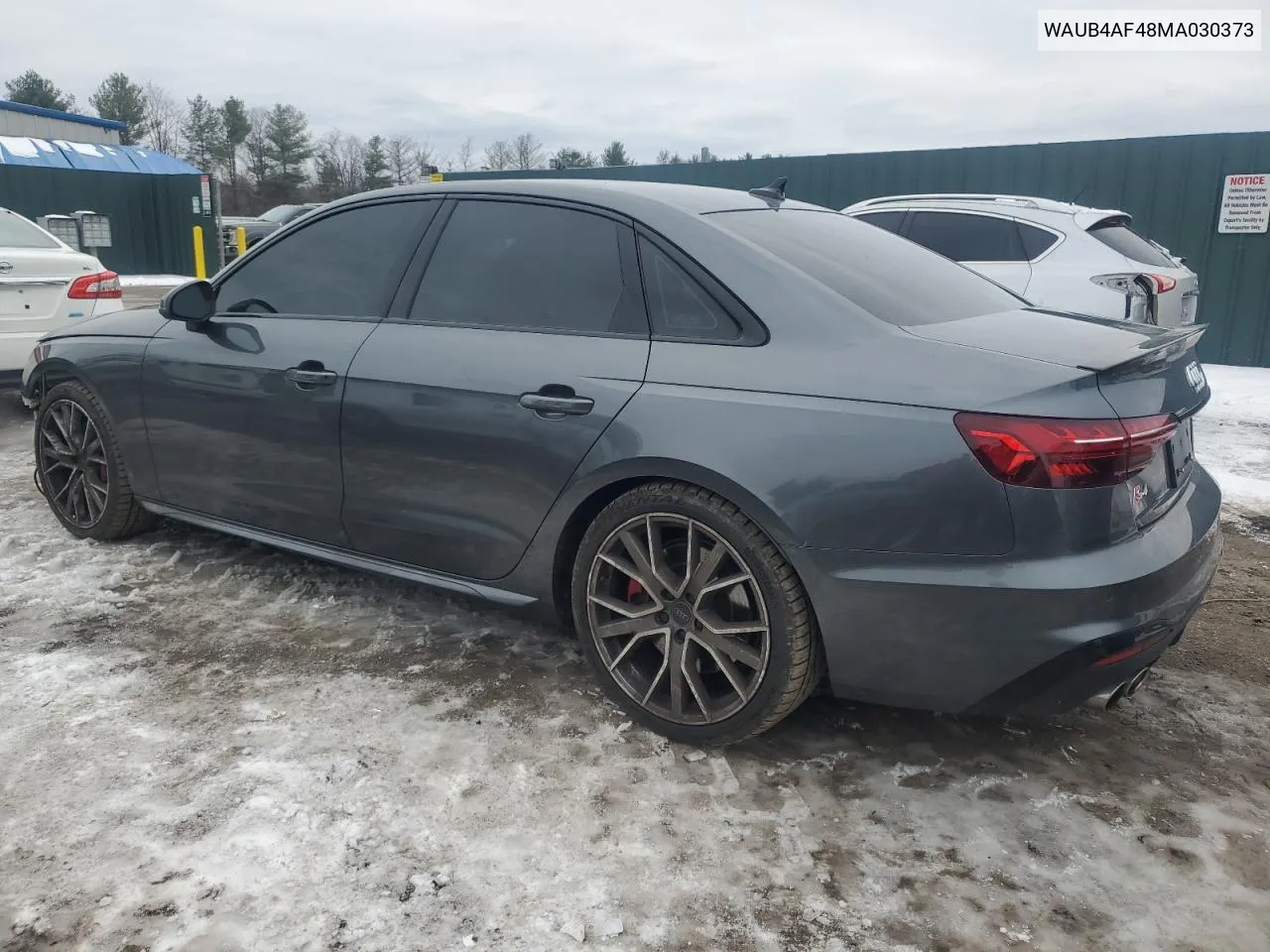 2021 Audi S4 Premium Plus VIN: WAUB4AF48MA030373 Lot: 86342474