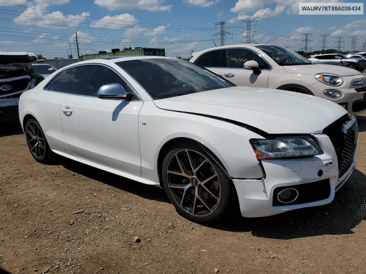 2008 Audi S5 Quattro VIN: WAURV78T88A038434 Lot: 62823365