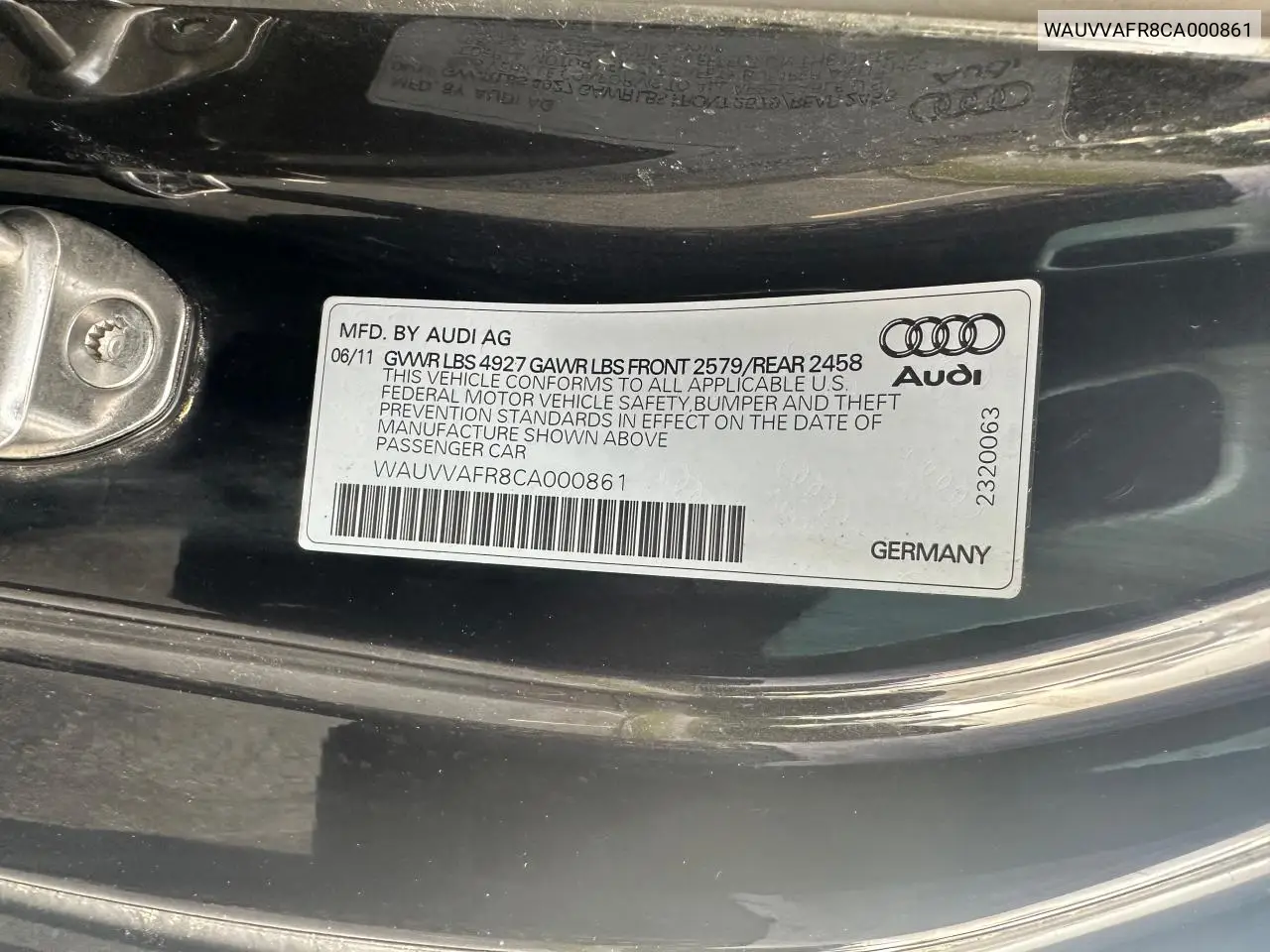 2012 Audi S5 Prestige VIN: WAUVVAFR8CA000861 Lot: 59816765
