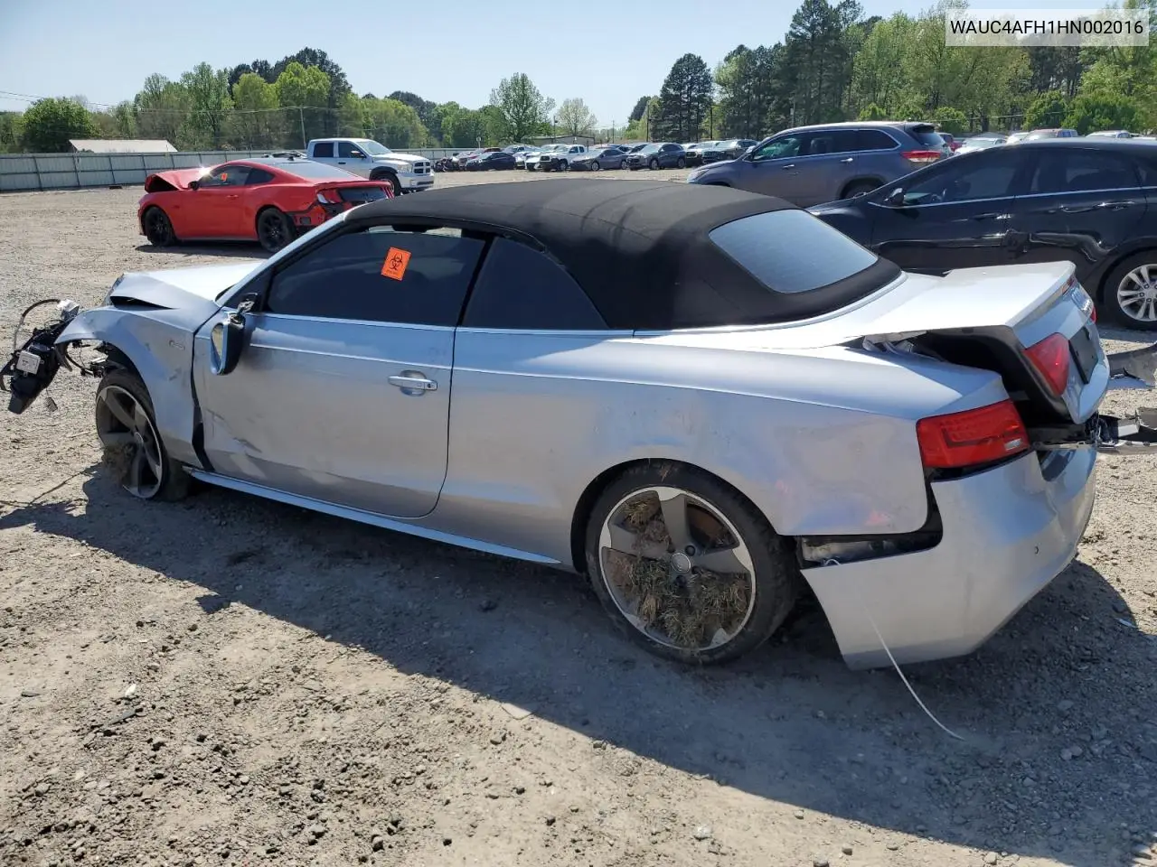 2017 Audi S5 VIN: WAUC4AFH1HN002016 Lot: 52436075