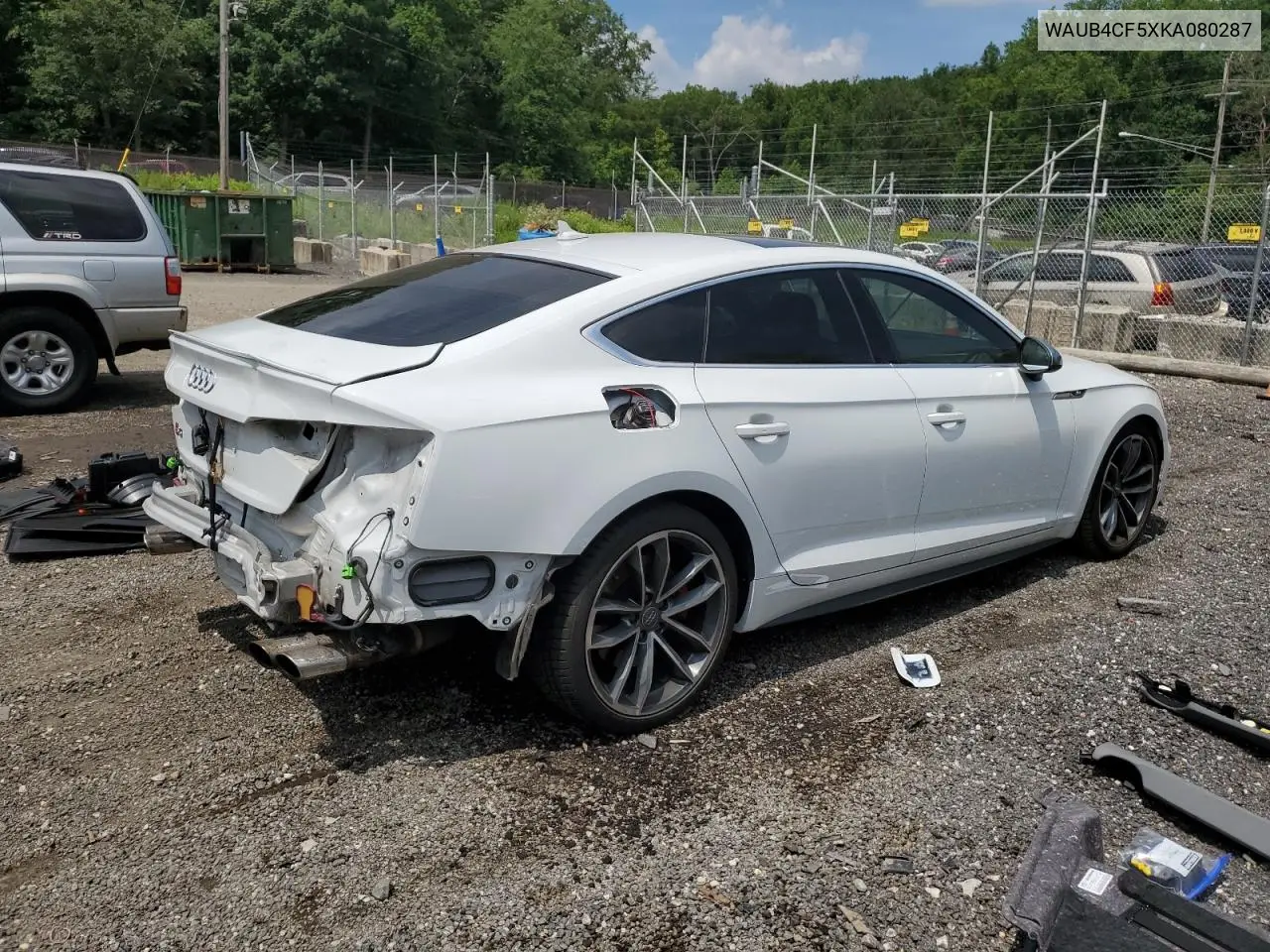 2019 Audi S5 Premium Plus VIN: WAUB4CF5XKA080287 Lot: 62570145