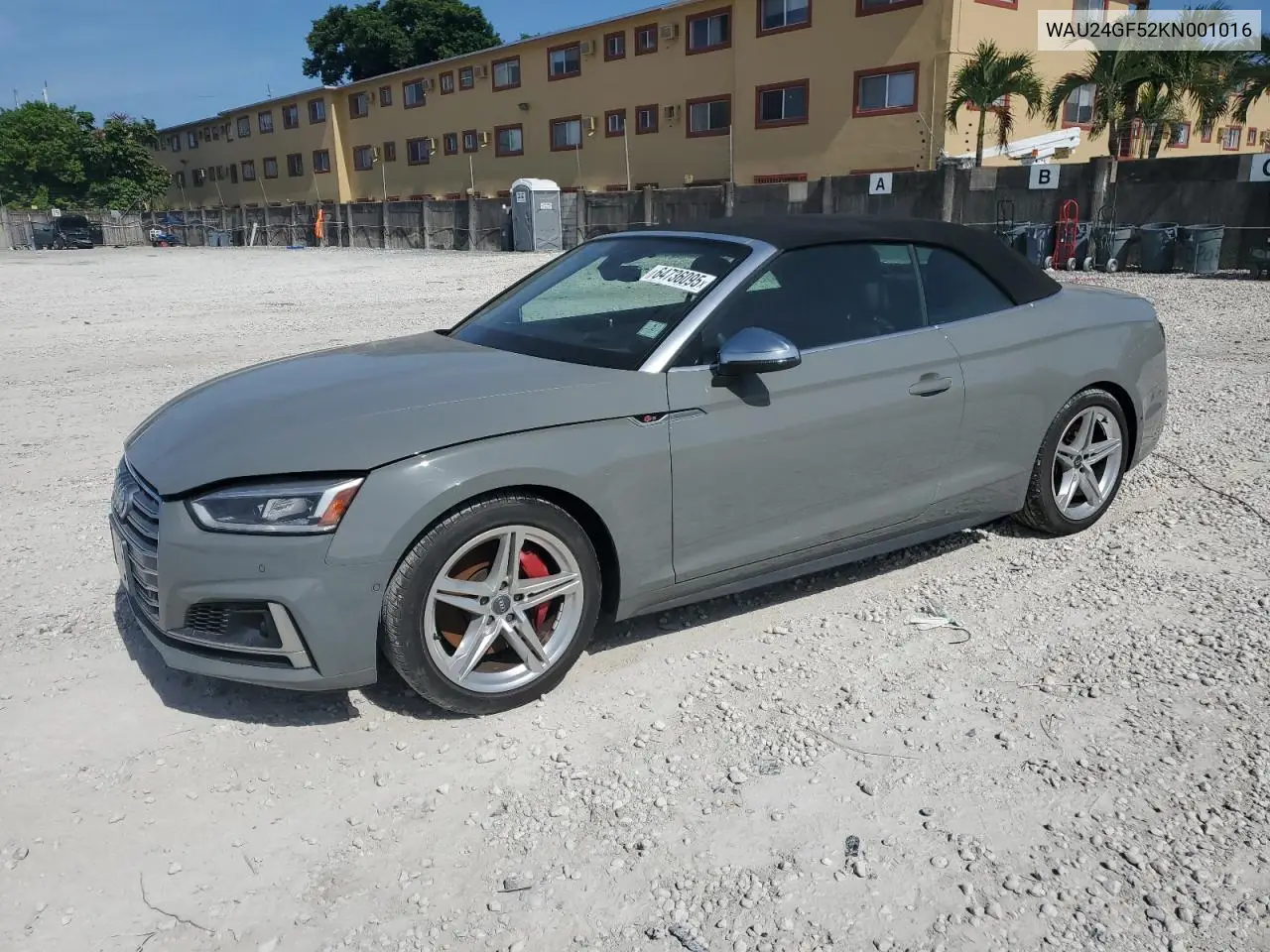 2019 Audi S5 Prestige VIN: WAU24GF52KN001016 Lot: 64736095