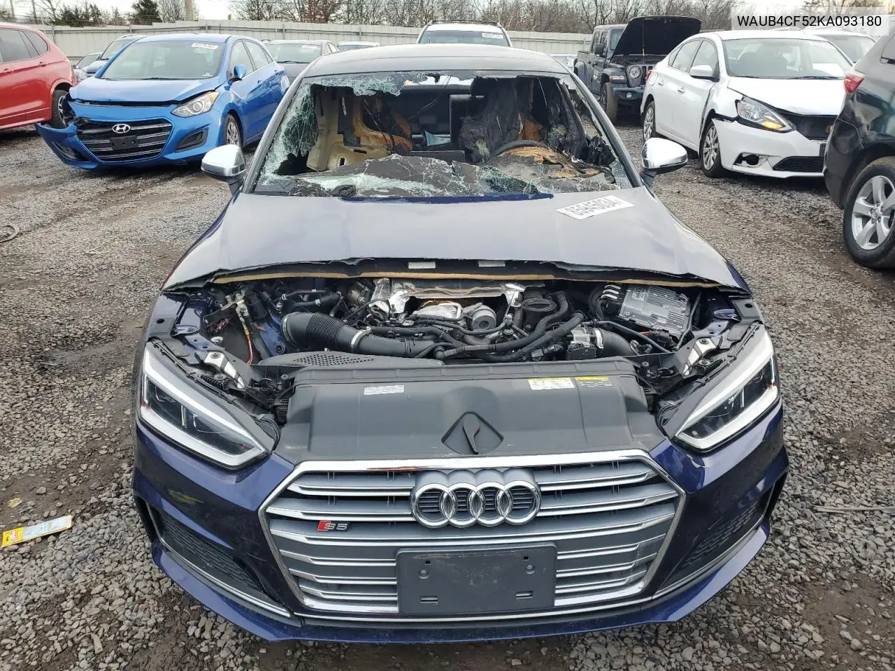 2019 Audi S5 Premium Plus VIN: WAUB4CF52KA093180 Lot: 85945034