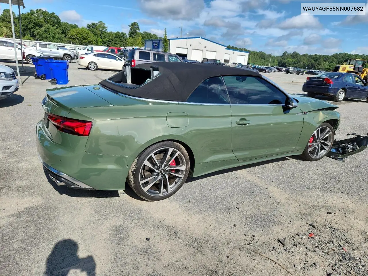 2022 Audi S5 Prestige VIN: WAUY4GF55NN007682 Lot: 61090555