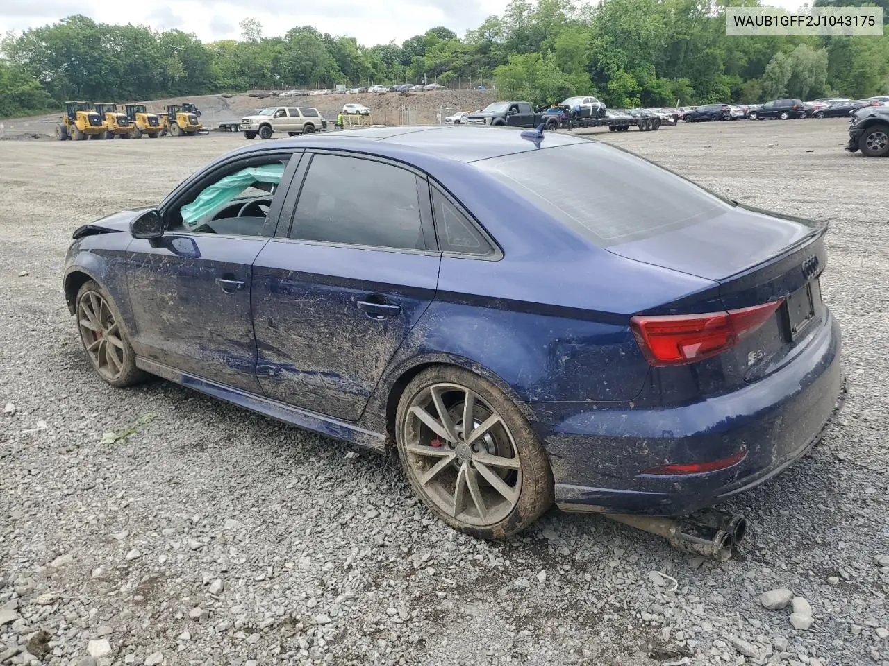 2018 Audi S3 Premium Plus VIN: WAUB1GFF2J1043175 Lot: 58716125