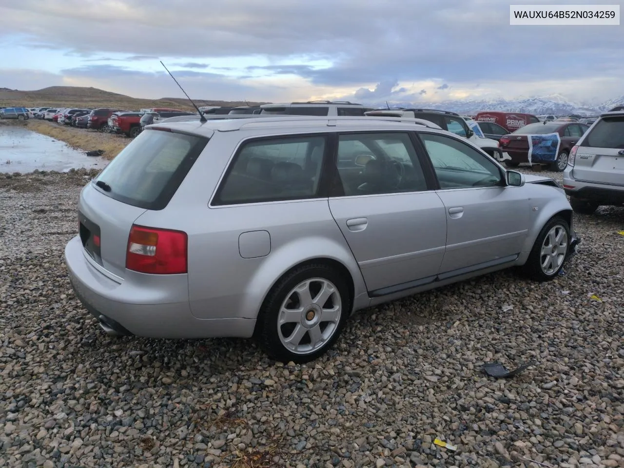 2002 Audi S6 Avant Quattro VIN: WAUXU64B52N034259 Lot: 88550695