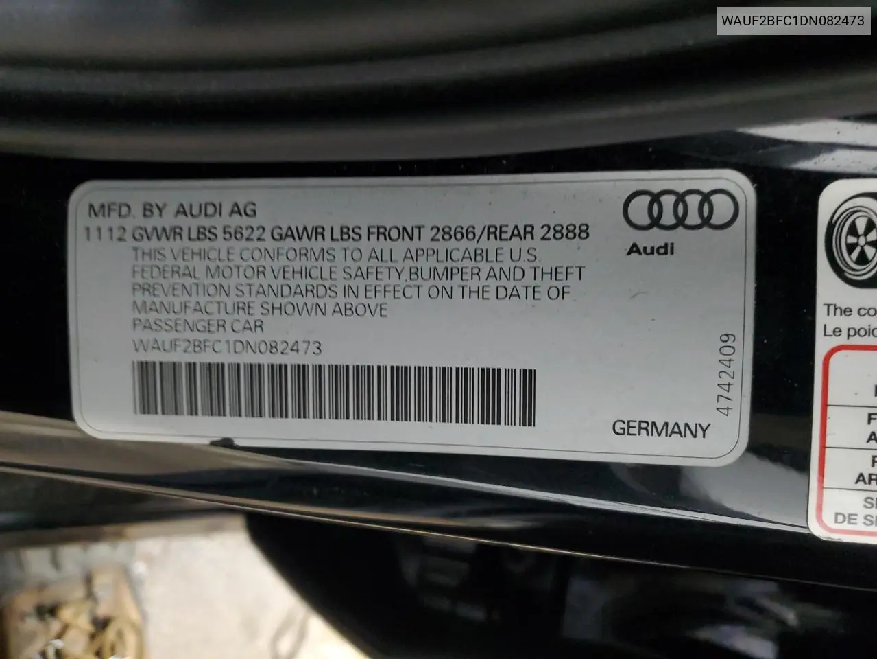 2013 Audi S6 VIN: WAUF2BFC1DN082473 Lot: 53113055