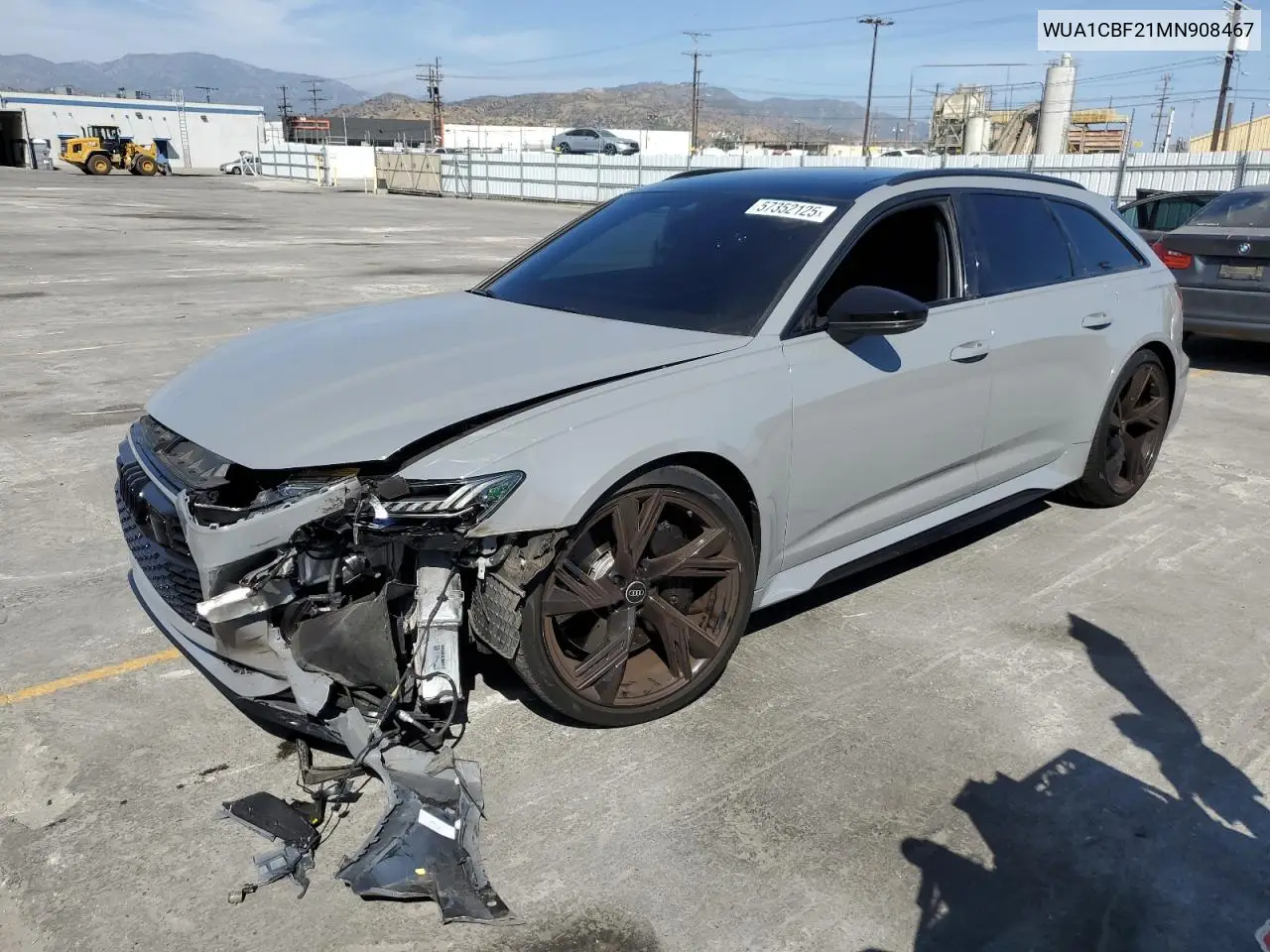 2021 Audi Rs6 VIN: WUA1CBF21MN908467 Lot: 57352125