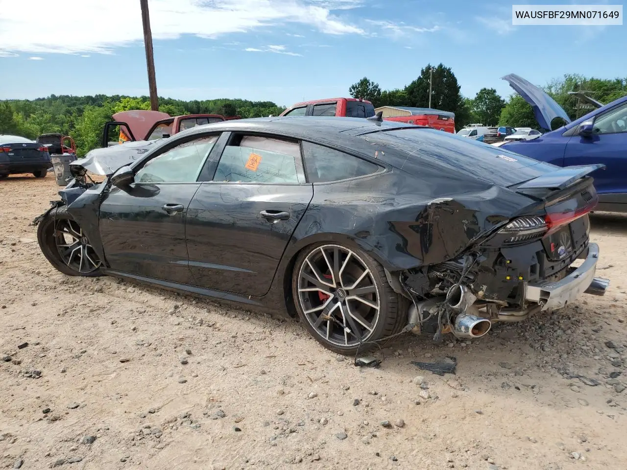 2021 Audi S7 Prestige VIN: WAUSFBF29MN071649 Lot: 57869695