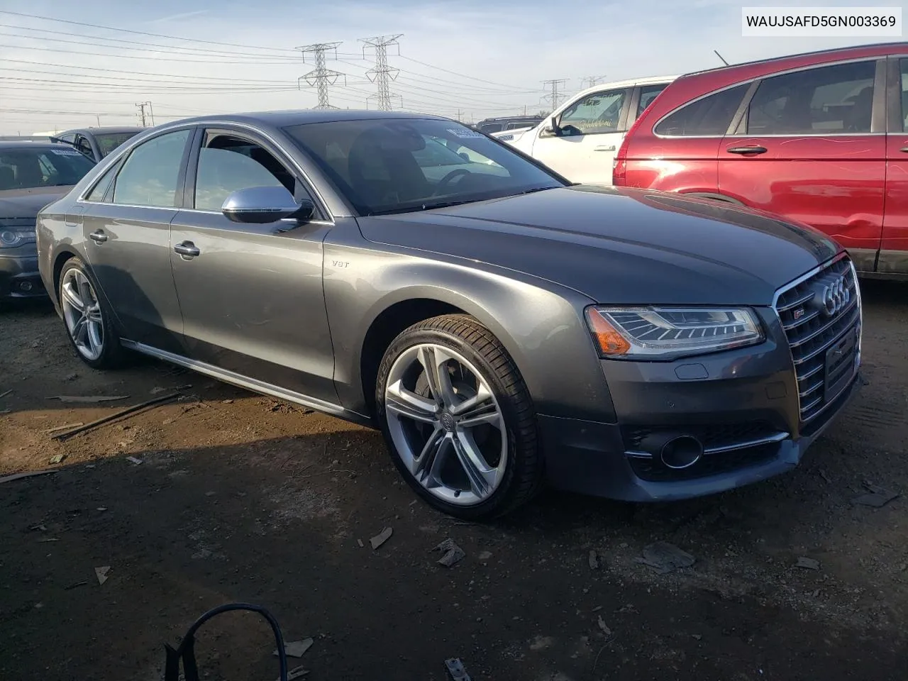 2016 Audi S8 Quattro VIN: WAUJSAFD5GN003369 Lot: 44358124