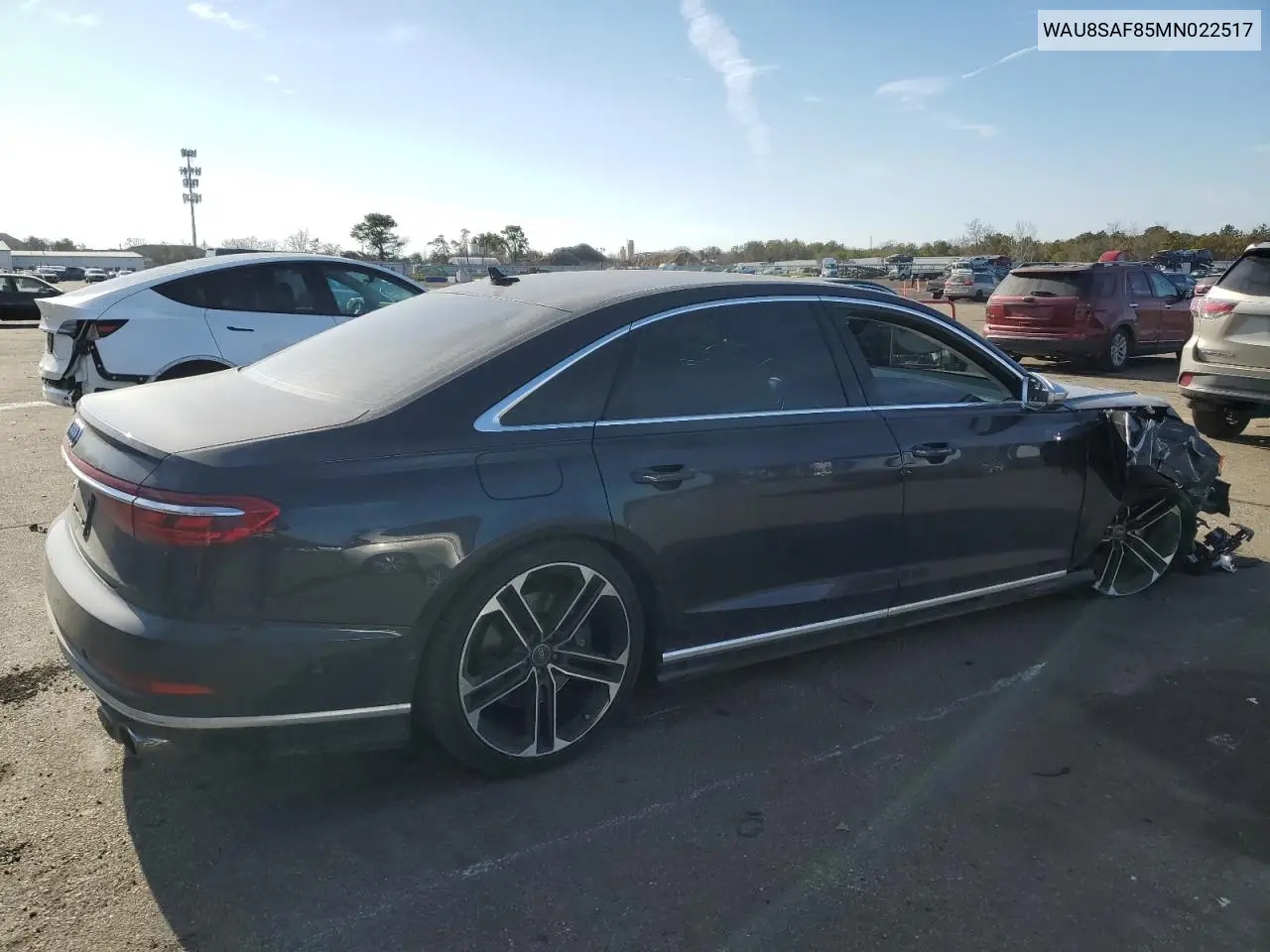 2021 Audi S8 VIN: WAU8SAF85MN022517 Lot: 88544105