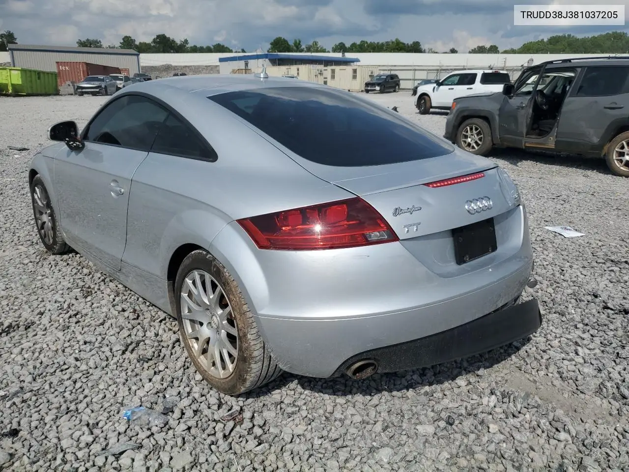 2008 Audi Tt 3.2 Quattro VIN: TRUDD38J381037205 Lot: 60452465