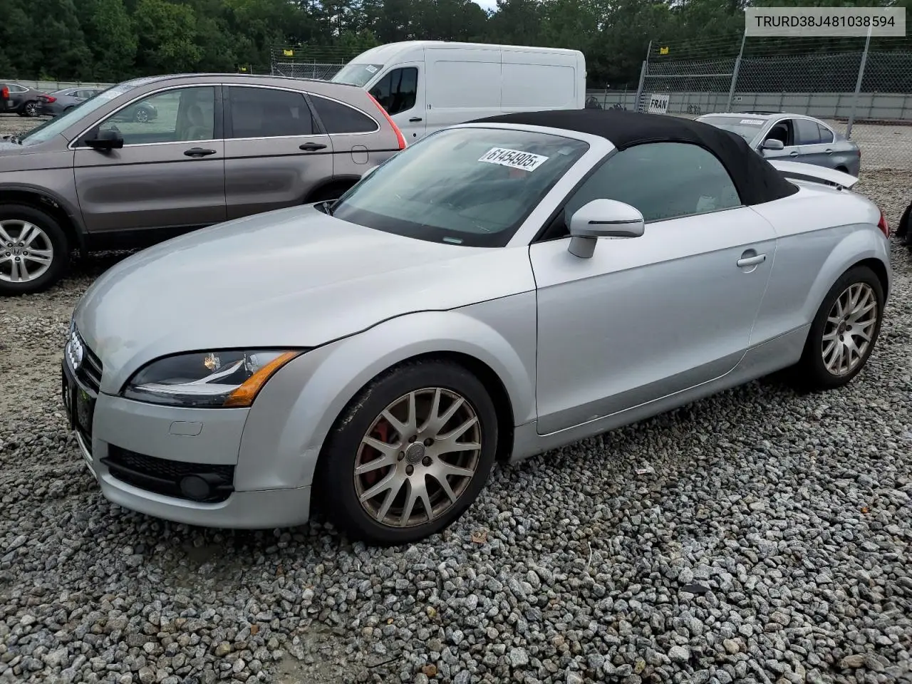 2008 Audi Tt 3.2 Quattro VIN: TRURD38J481038594 Lot: 61454905