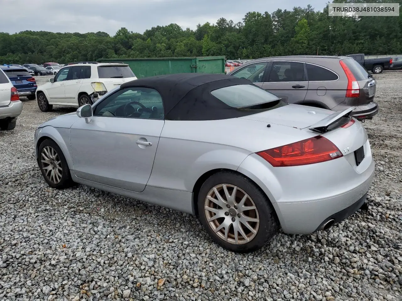 2008 Audi Tt 3.2 Quattro VIN: TRURD38J481038594 Lot: 61454905