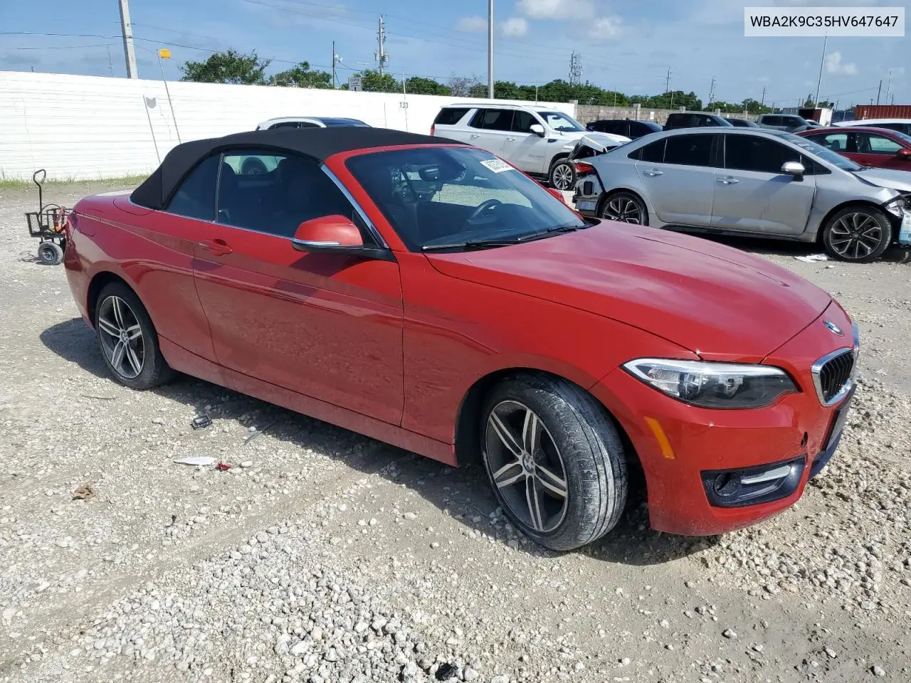 2017 BMW 230I VIN: WBA2K9C35HV647647 Lot: 63375125