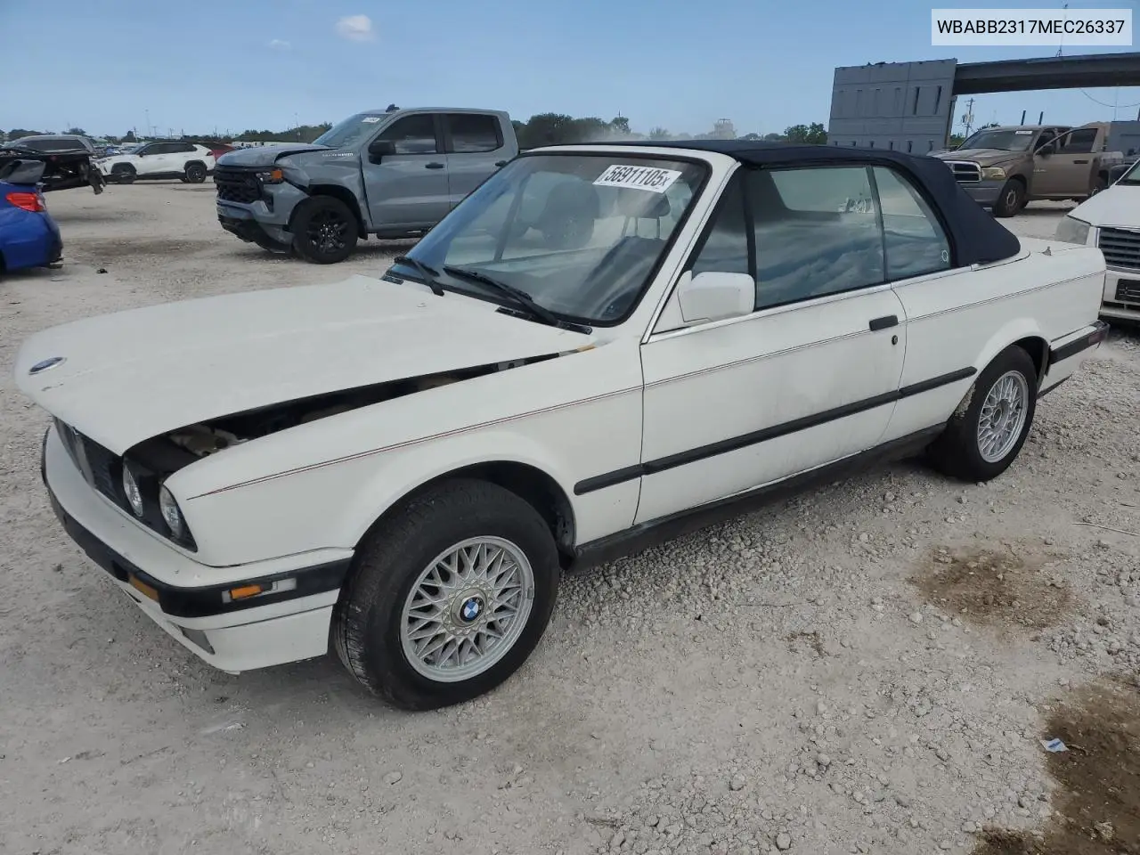 1991 BMW 325 Ic Automatic VIN: WBABB2317MEC26337 Lot: 56911105