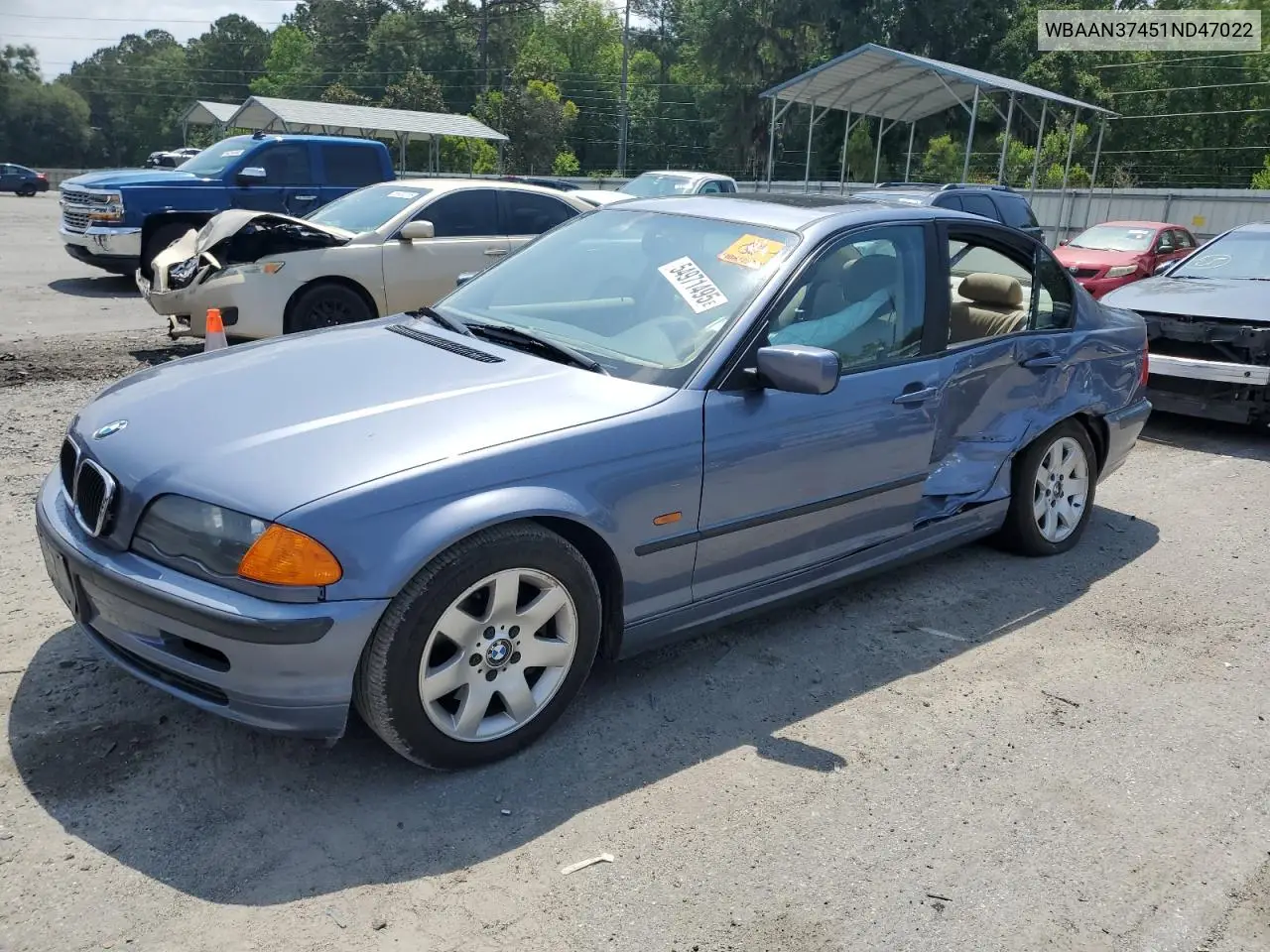 2001 BMW 325 I VIN: WBAAN37451ND47022 Lot: 54971495