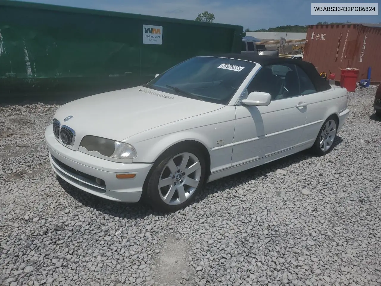 2002 BMW 325 Ci VIN: WBABS33432PG86824 Lot: 57069675