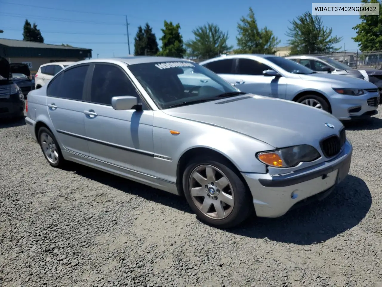 2002 BMW 325 I VIN: WBAET37402NG80432 Lot: 62878485