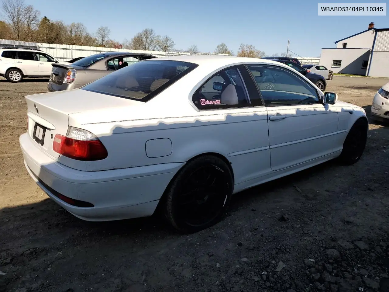 2004 BMW 330 Ci VIN: WBABD53404PL10345 Lot: 53272735
