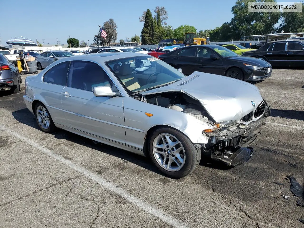 2004 BMW 325 Ci VIN: WBABD33404PL02721 Lot: 56375935
