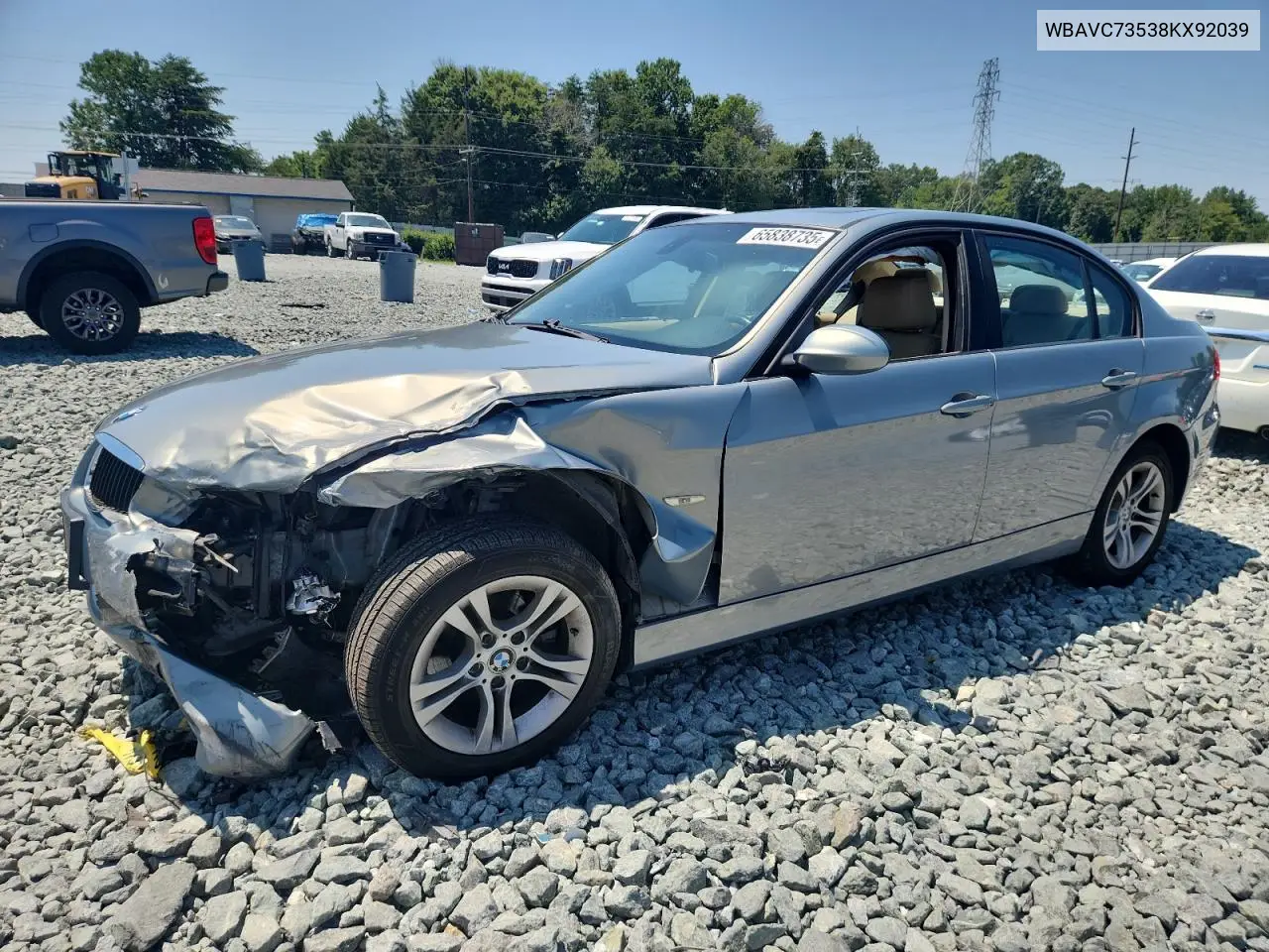 2008 BMW 328 Xi Sulev VIN: WBAVC73538KX92039 Lot: 65838735