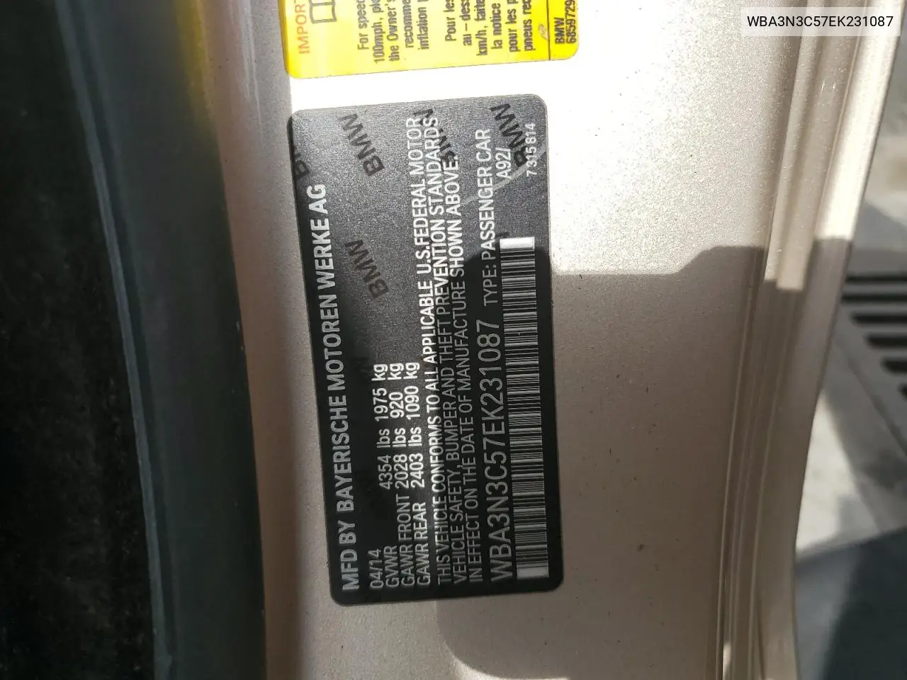 2014 BMW 428 I VIN: WBA3N3C57EK231087 Lot: 53141275
