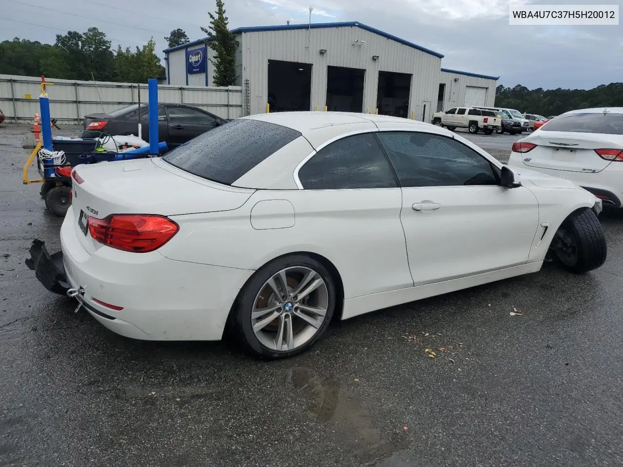2017 BMW 430I VIN: WBA4U7C37H5H20012 Lot: 56227915