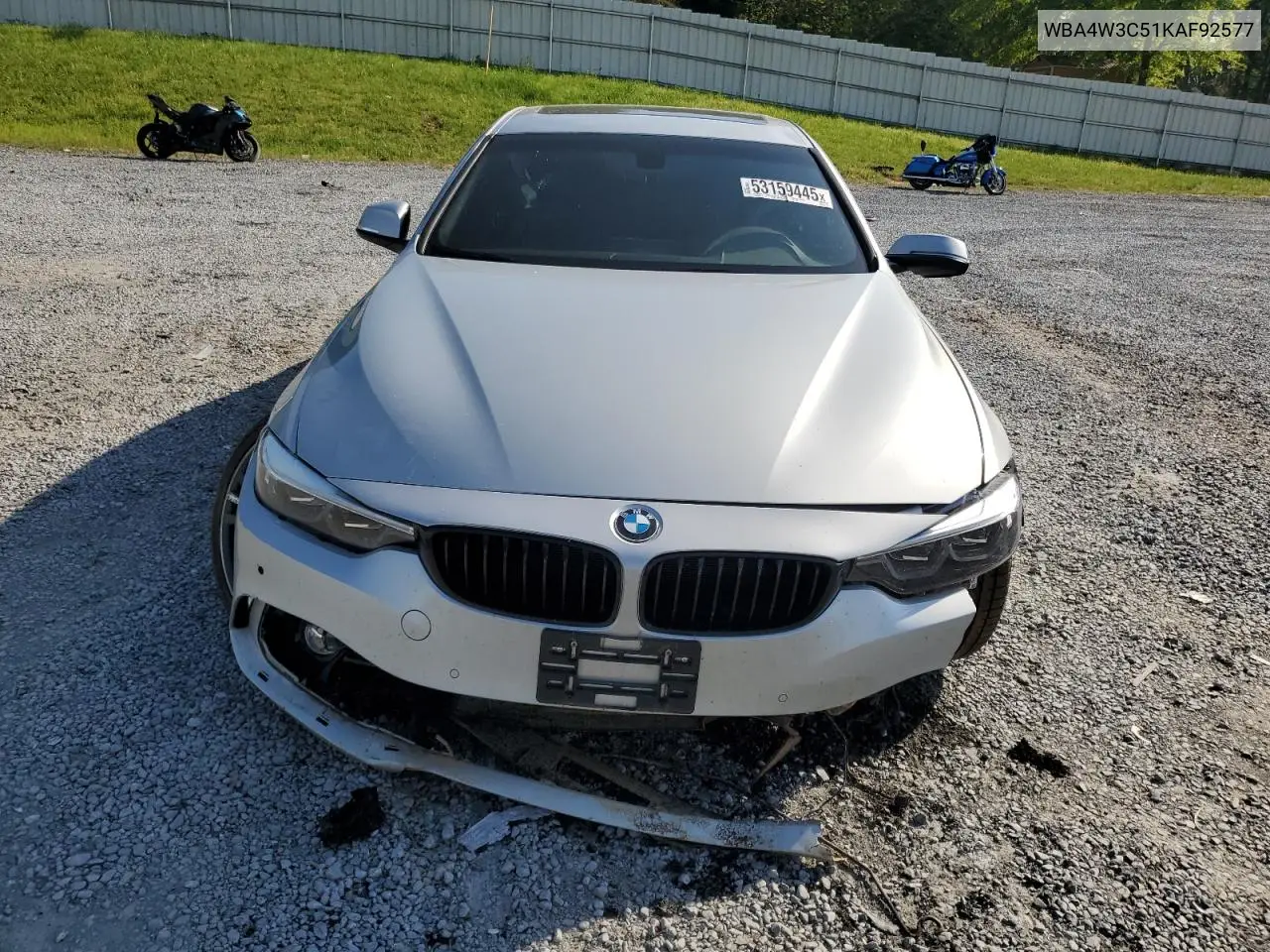 2019 BMW 430I VIN: WBA4W3C51KAF92577 Lot: 53159445