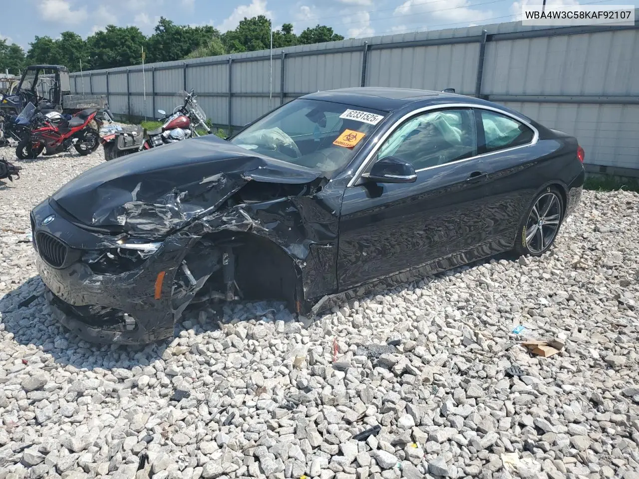 2019 BMW 430I VIN: WBA4W3C58KAF92107 Lot: 62331525