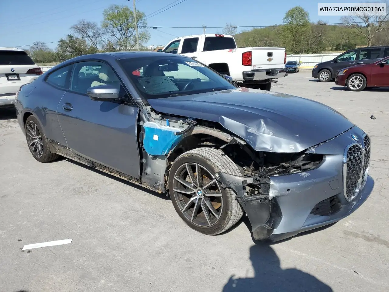 2021 BMW 430Xi VIN: WBA73AP00MCG01365 Lot: 51910375
