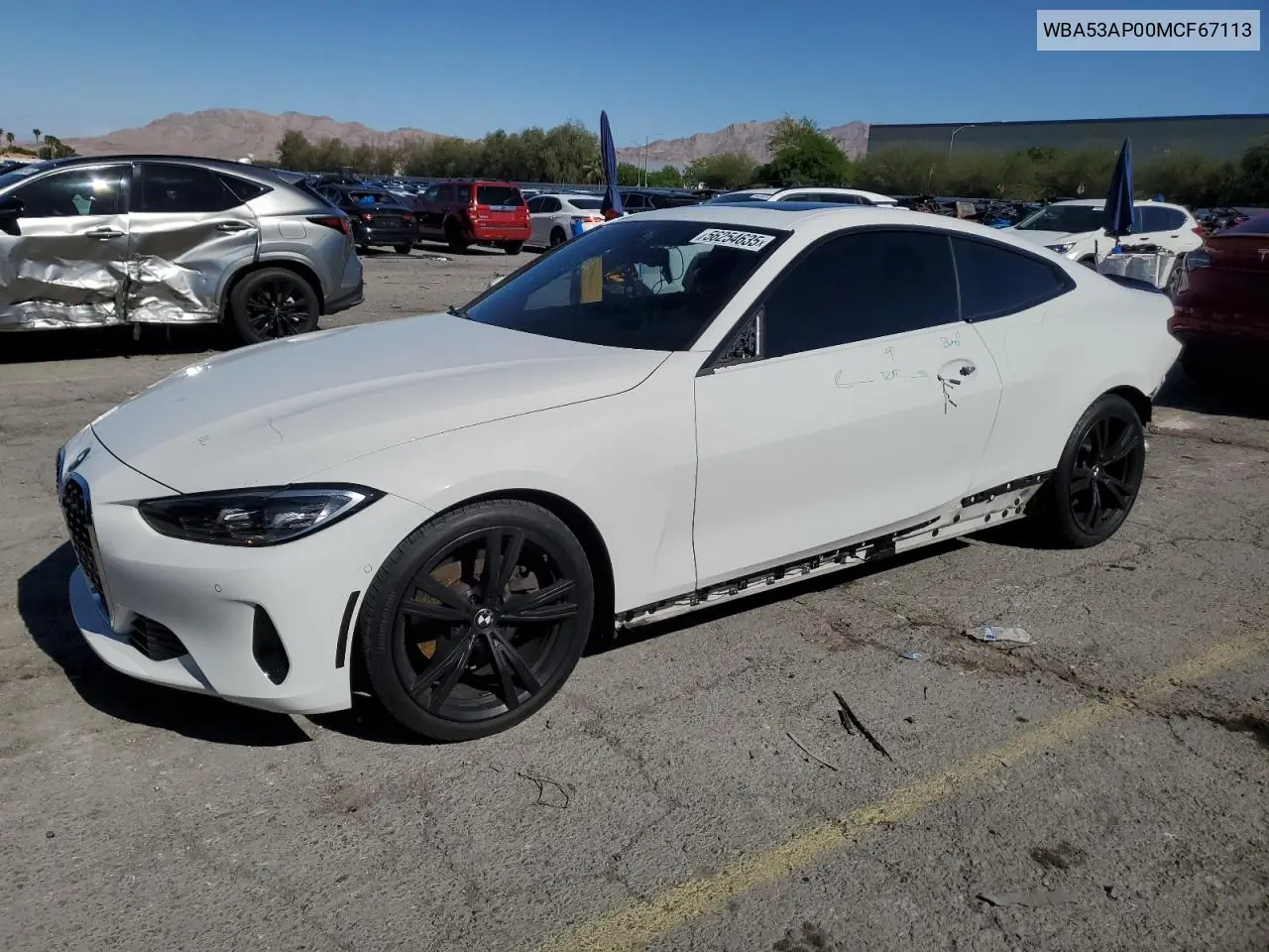 2021 BMW 430I VIN: WBA53AP00MCF67113 Lot: 56254635