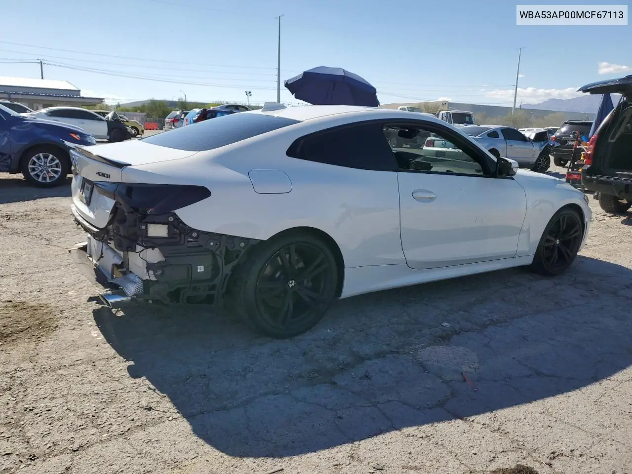 2021 BMW 430I VIN: WBA53AP00MCF67113 Lot: 56254635