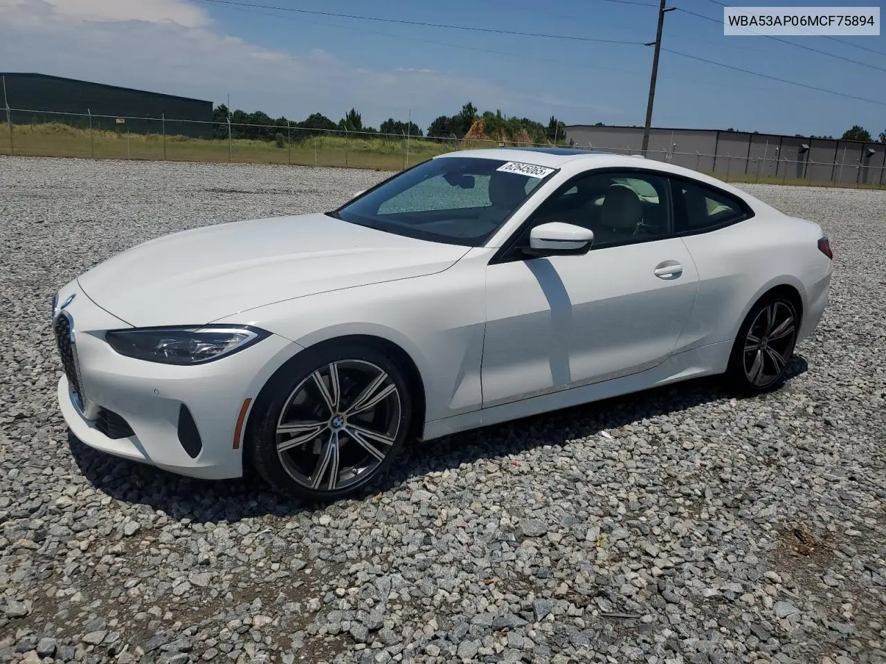 2021 BMW 430I VIN: WBA53AP06MCF75894 Lot: 62645065