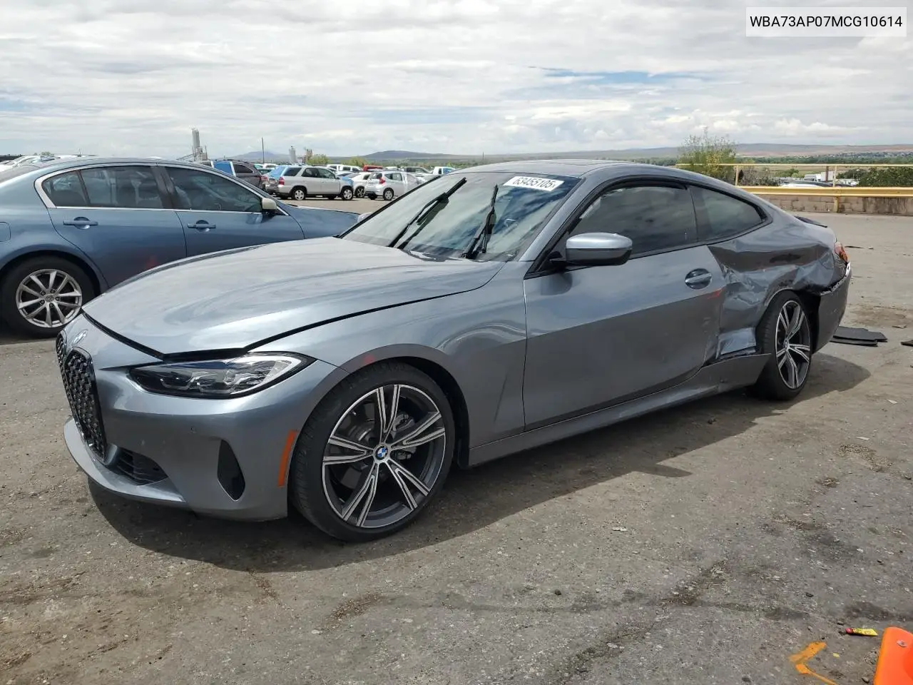 2021 BMW 430Xi VIN: WBA73AP07MCG10614 Lot: 63455105