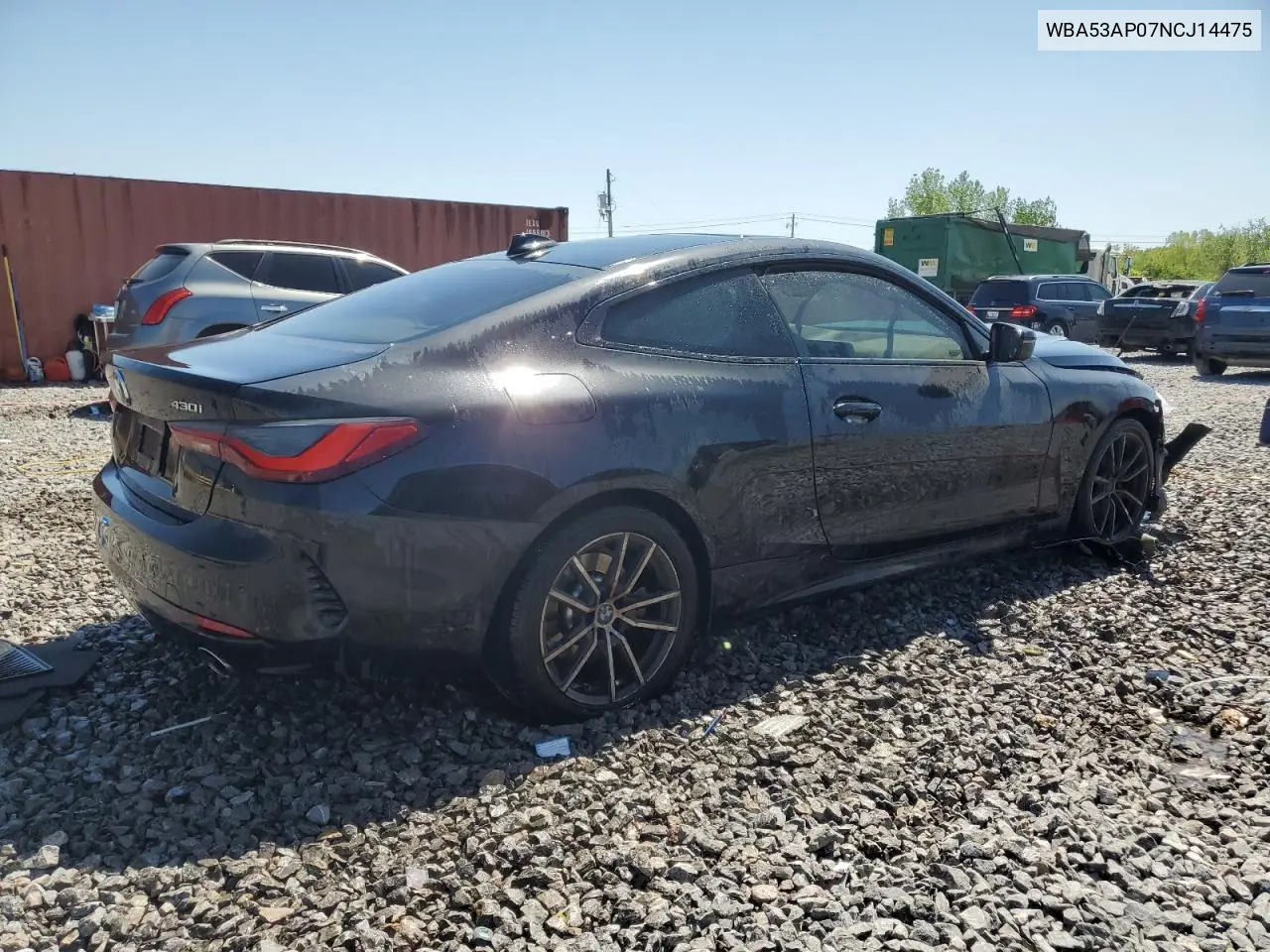 2022 BMW 430I VIN: WBA53AP07NCJ14475 Lot: 53106975