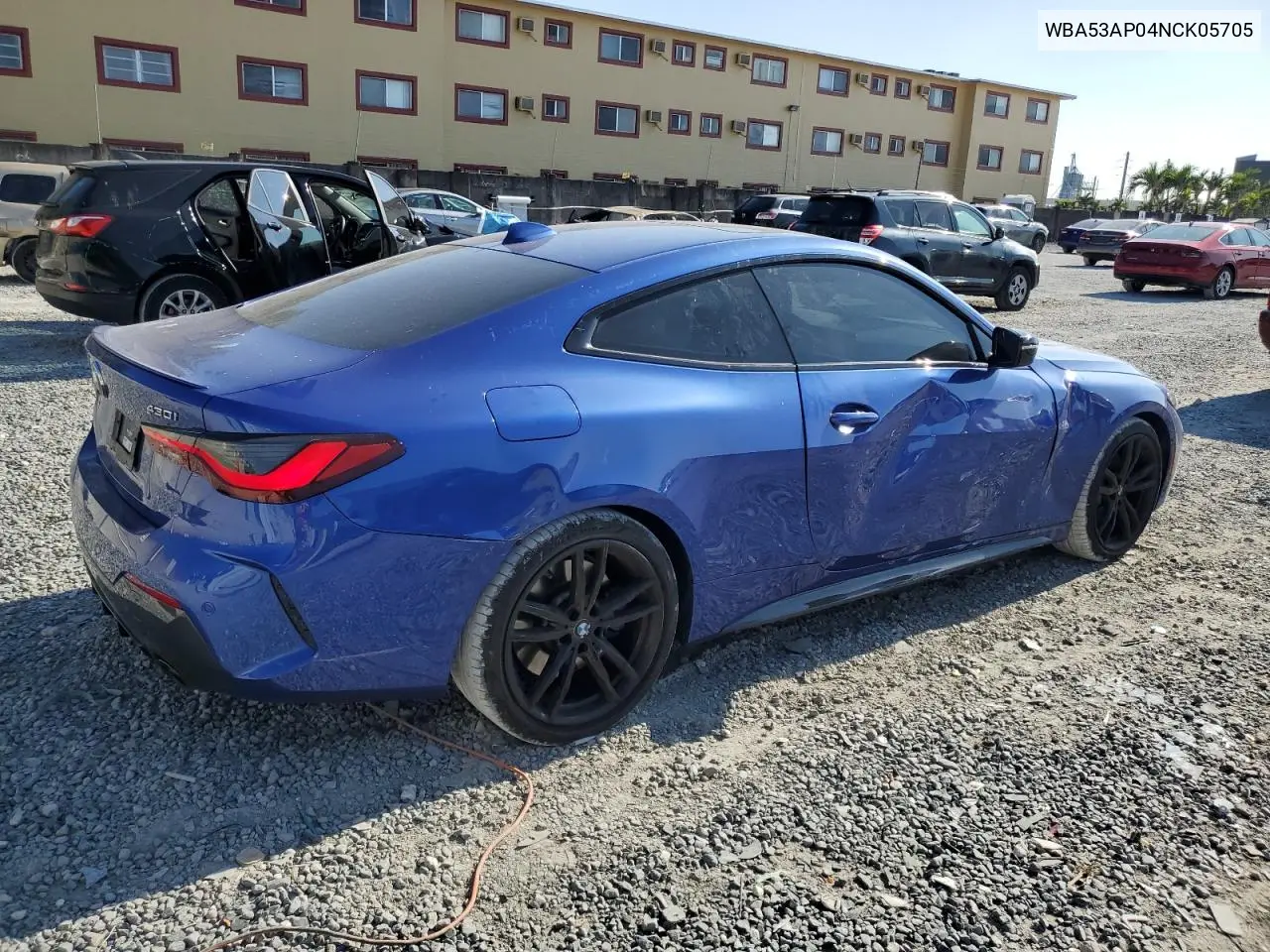 2022 BMW 430I VIN: WBA53AP04NCK05705 Lot: 53692445