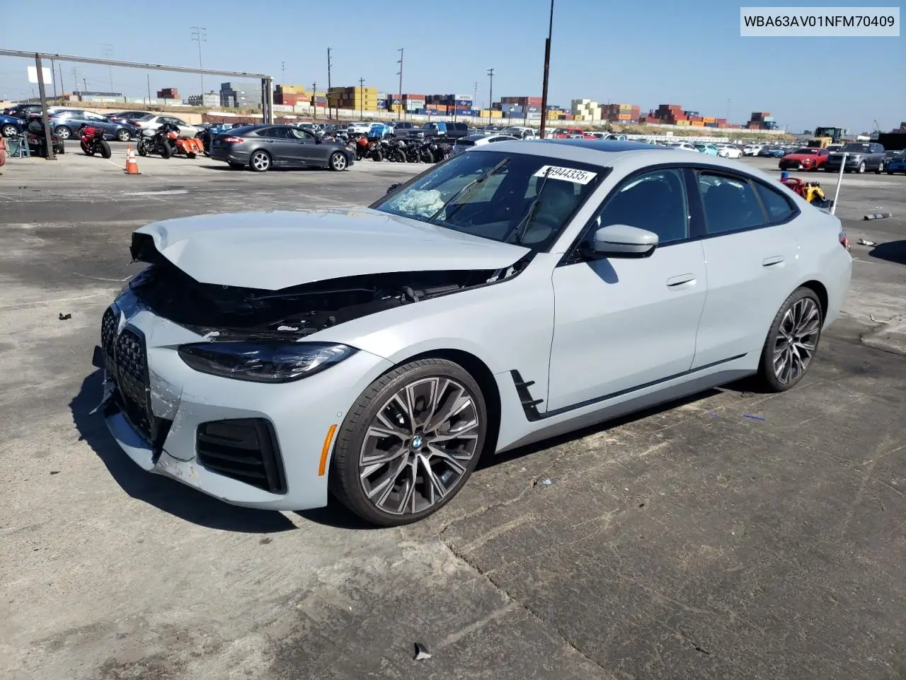 2022 BMW 430I Gran Coupe VIN: WBA63AV01NFM70409 Lot: 55944335