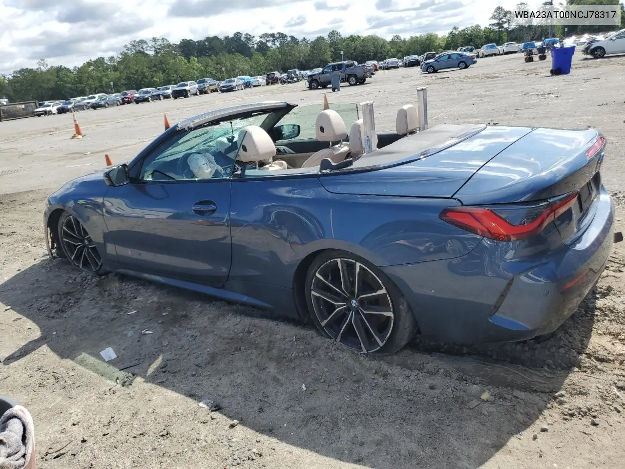 2022 BMW 430I VIN: WBA23AT00NCJ78317 Lot: 58654495