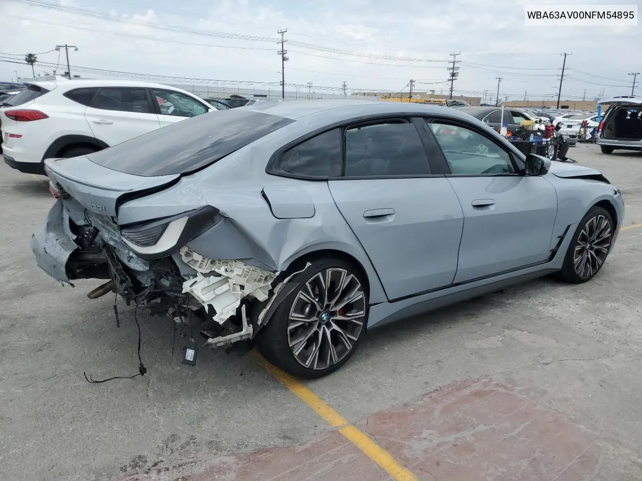 2022 BMW 430I Gran Coupe VIN: WBA63AV00NFM54895 Lot: 59437215