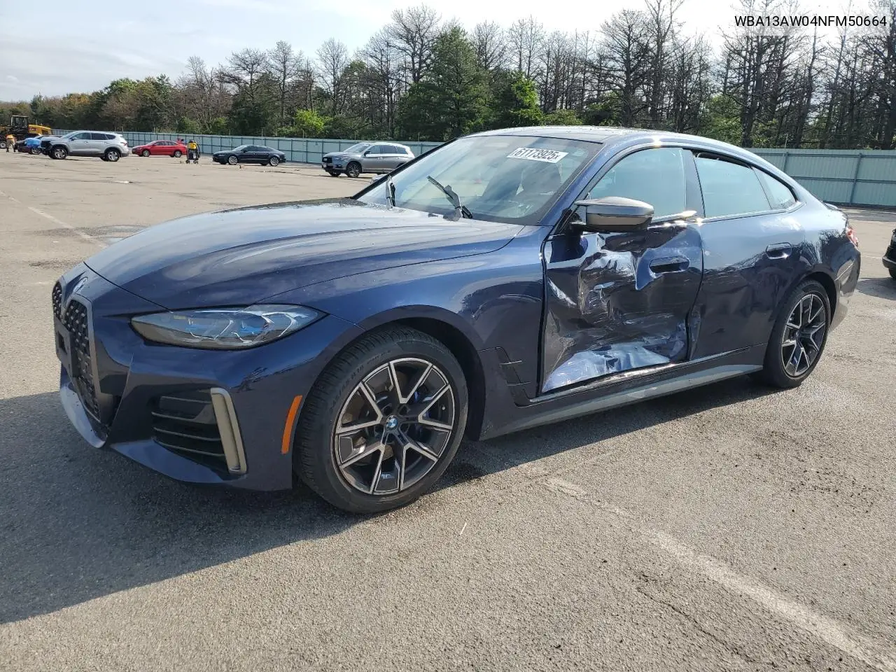2022 BMW M440Xi Gran Coupe VIN: WBA13AW04NFM50664 Lot: 61173925