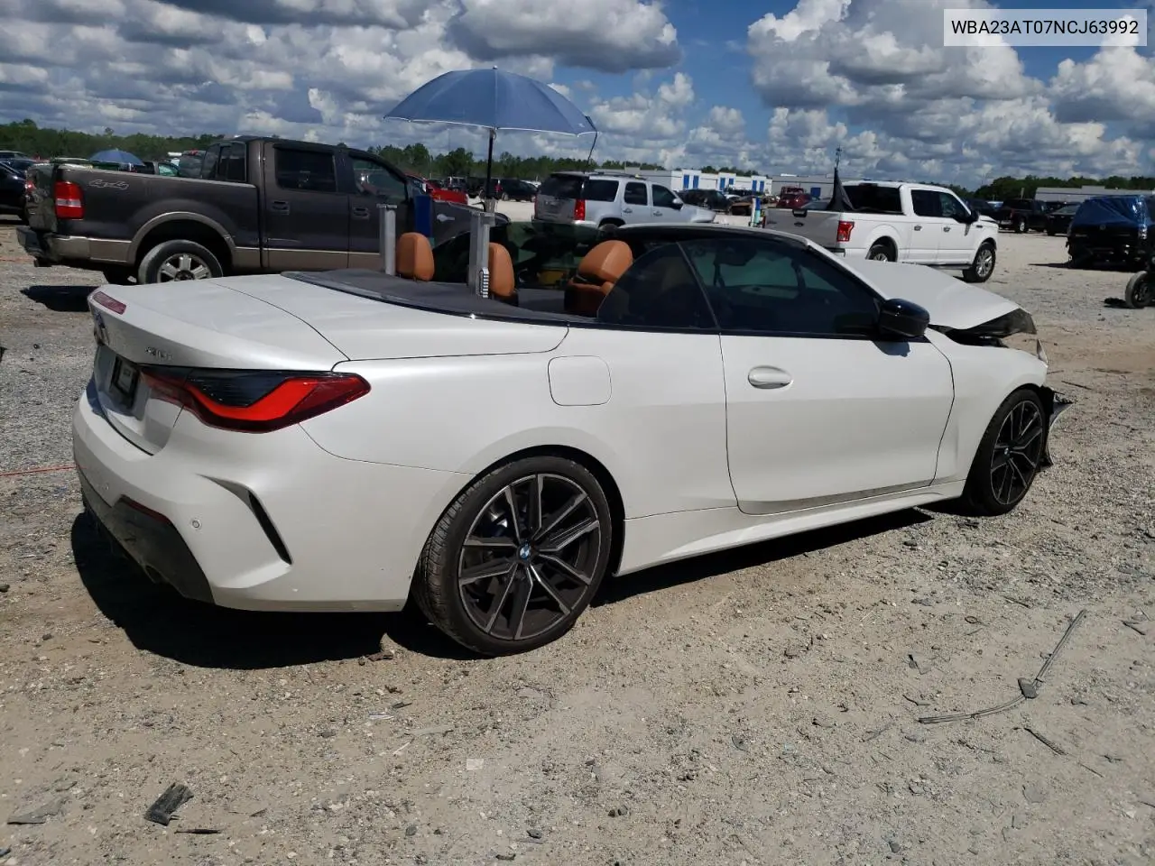 2022 BMW 430I VIN: WBA23AT07NCJ63992 Lot: 62654585