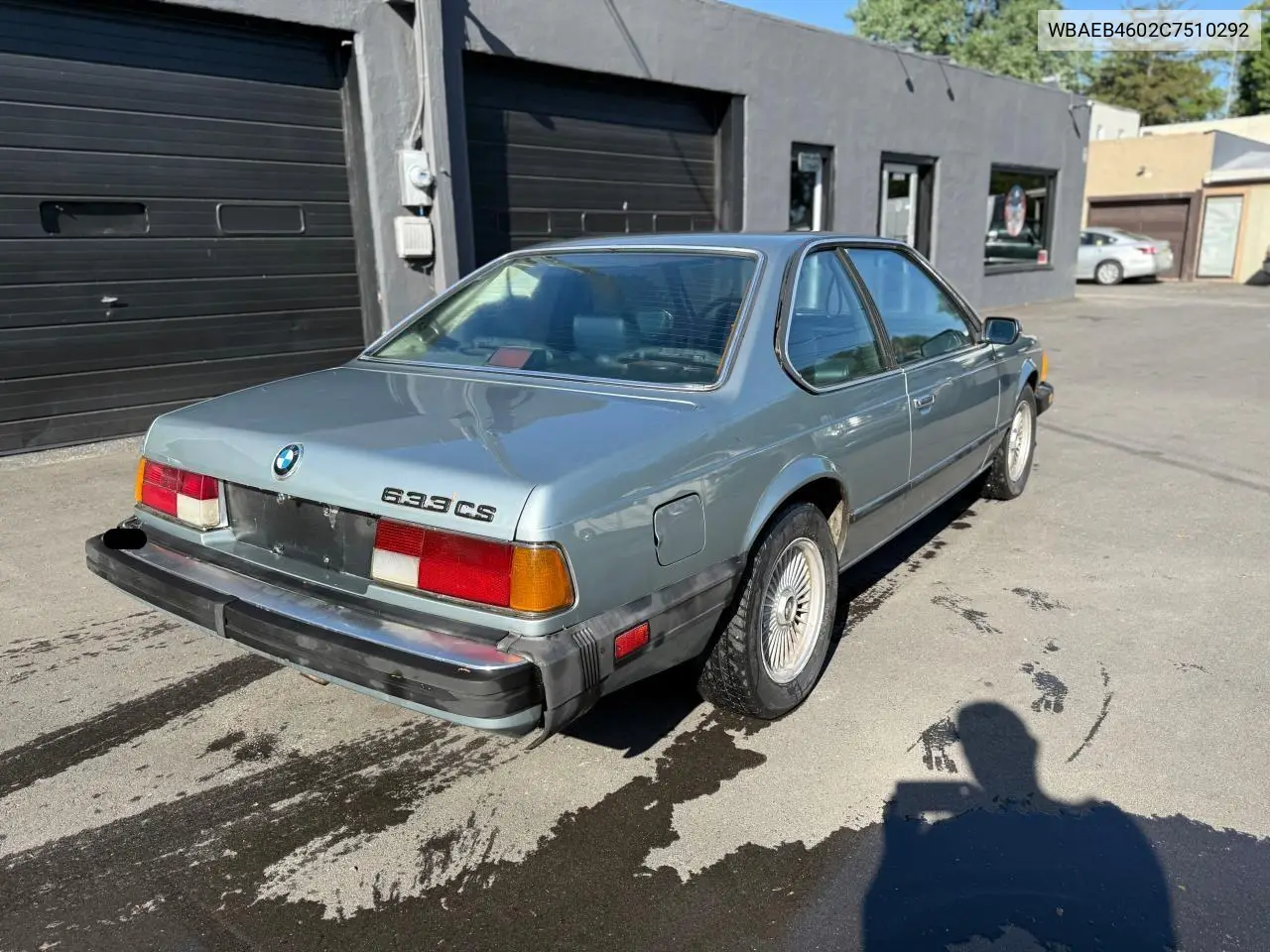 1982 BMW 633 Csi Automatic VIN: WBAEB4602C7510292 Lot: 56802805