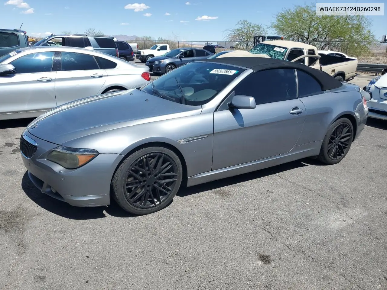 2004 BMW 645 Ci Automatic VIN: WBAEK73424B260298 Lot: 56266565