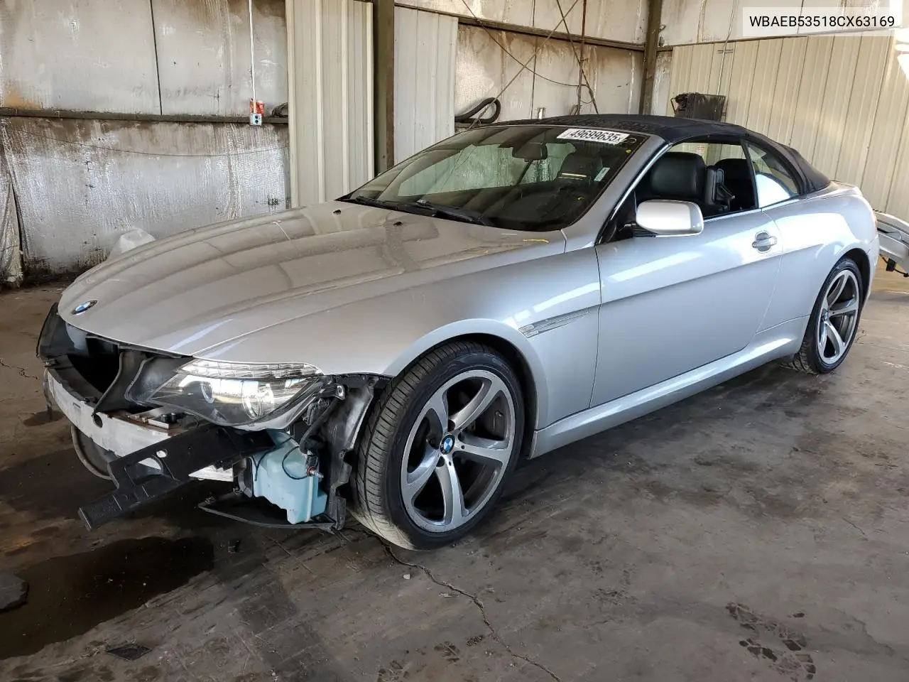 2008 BMW 650 I VIN: WBAEB53518CX63169 Lot: 49699635