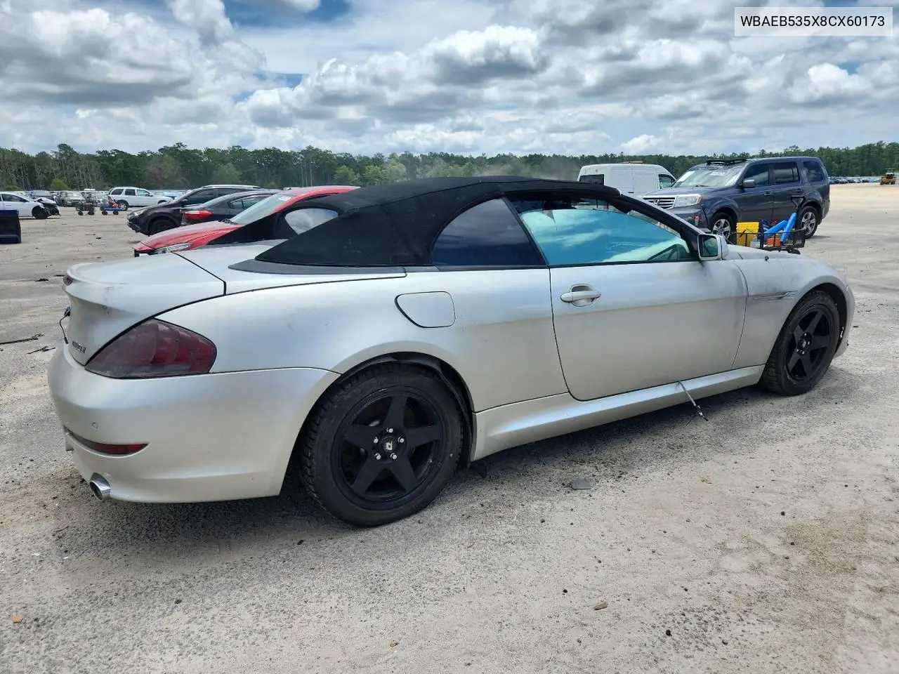 2008 BMW 650 I VIN: WBAEB535X8CX60173 Lot: 63350655