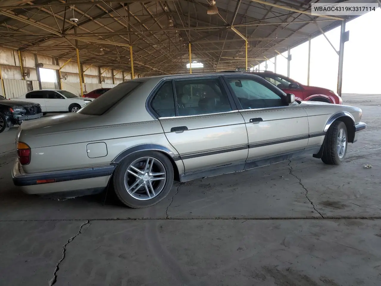 1989 BMW 735 Il VIN: WBAGC4319K3317114 Lot: 60674535